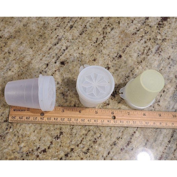 3 Tupperware Containers Midget Mini Yellow Sheer with Lids 101-17 21 25 Vintage - Picture 8 of 9